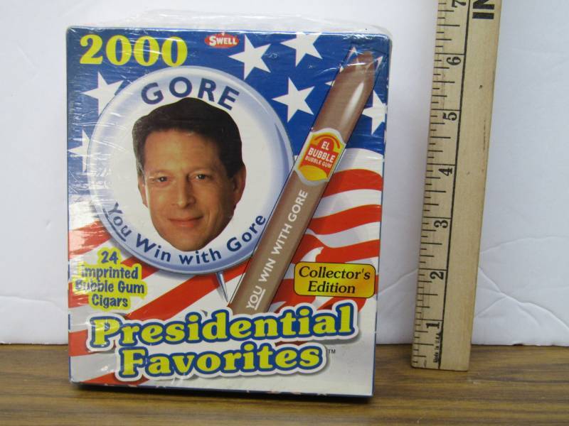 lot 3389 image: 2000 Al Gore Bubble Gum Cigars-  Sealed Box-  Retro Novelty