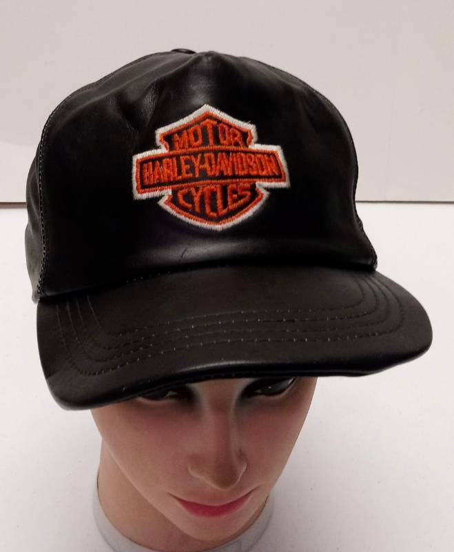 lot 5347 image: Cool  Vintage Harley Davidson Adjustable Leather Ball Cap