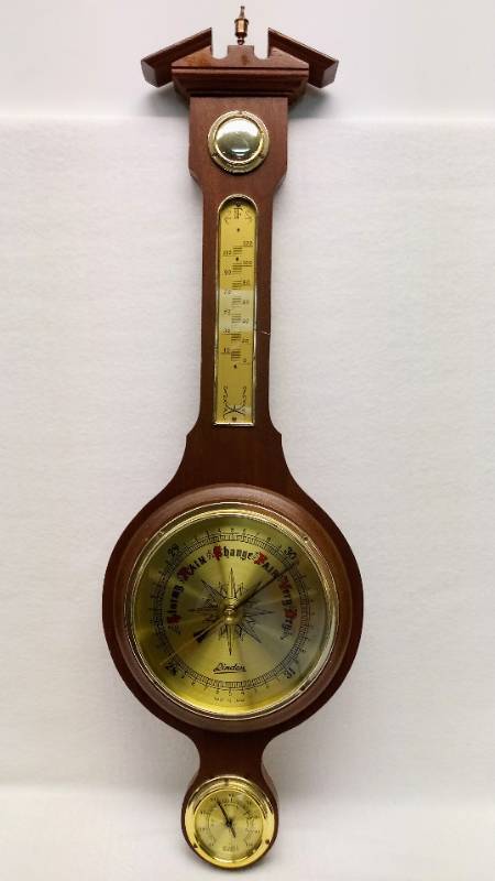 lot 3456 image: Wood ThermometerHumidity Gauge-  Hangable