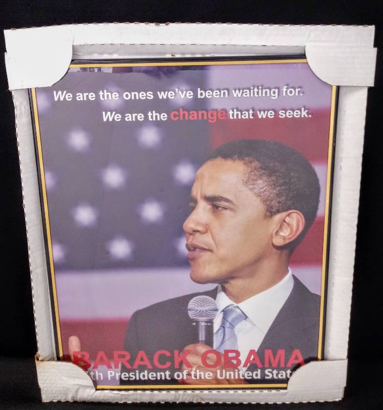 lot 3463 image: Framed Obama Picture