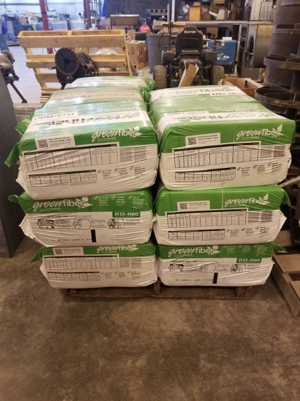 lot 7716 image: Pallet of Green Fiber R13-R60 Blow In Inulsation