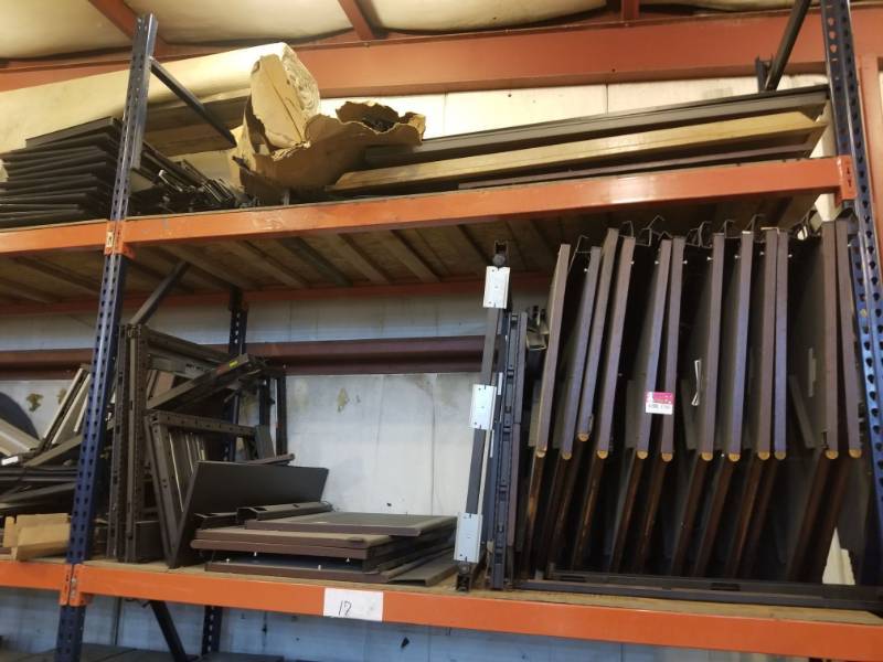 lot 7764 image: (12) Wood Desk Tops, Various Cubicle Panels