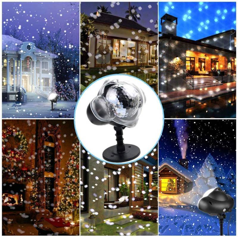 lot 0921 image: LED Projector Light Snow Falling Light Waterproof Outdoor Indoor Snowflake Decorations Light with Remote Control for Christmas Halloween Festival Wedding Birthday Patio Garden Party