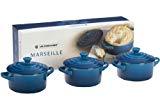 lot 1105 image: Le Creuset Stoneware Petite Round Casserole Gift Set, Marseille