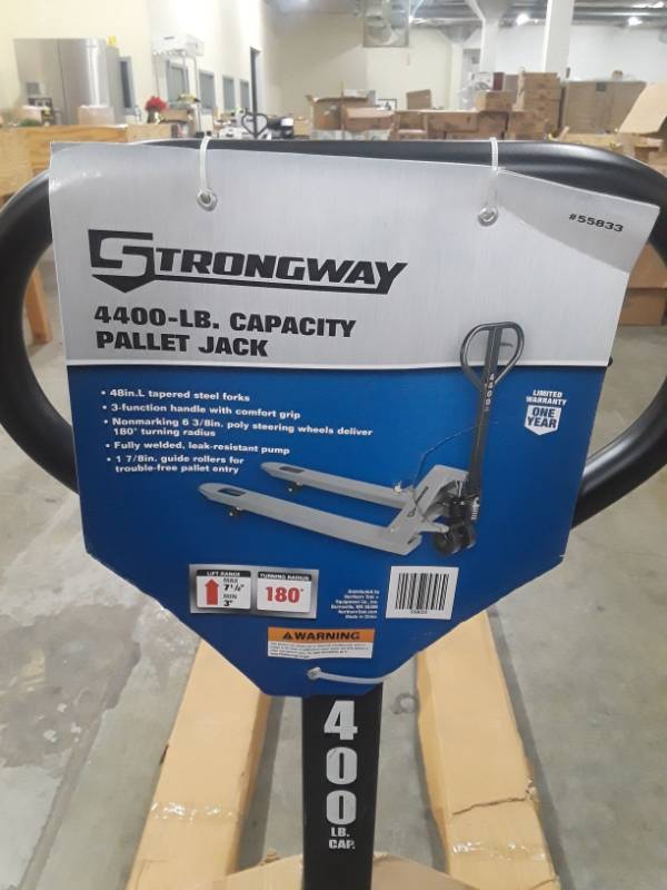 lot 4526 image: Strongway Pallet Jack  4400-Lb. Capacity, 62in.L x 27in.W