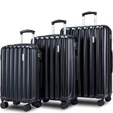 lot 12881 image: Merax Hylas 3 Piece Luggage Set, Navy, Largest Piece Damaged