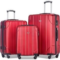 lot 12891 image: Merax Luggage 3 Piece Set, Metallic Red, New