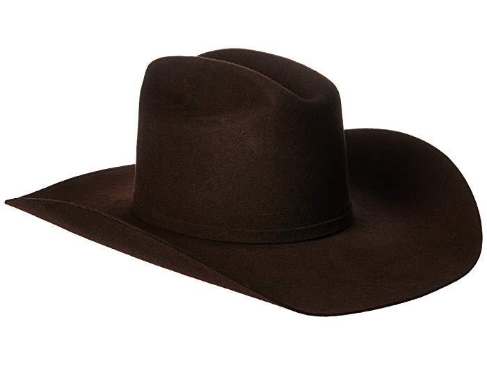 lot 12921 image: Ariat A7520047-7 Mens Wool Double SS Brim & Crown 3 Piece Buckle Band Western Hat Brown - Size 7