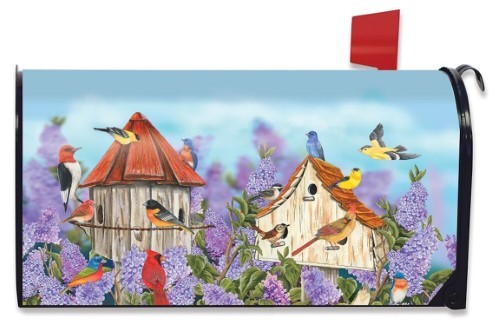 lot 13132 image: Birds and Lilacs Spring Large Mailbox Cover Floral Oversized Briarwood Lane