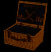 lot 13195 image: Picnic Basket Set w Blanket, Plates, Cups, and Utensils