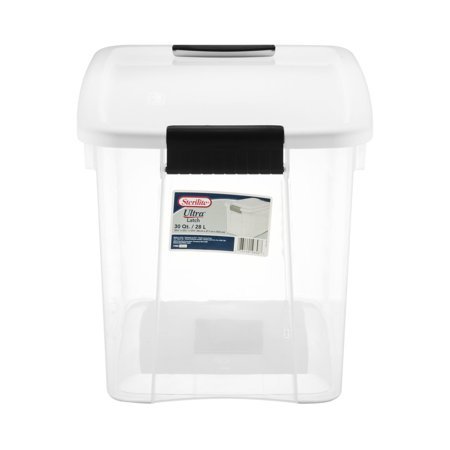 lot 13211 image: Sterilite 1985 30Quart Ultra Latch Storage Box with White Lid & See-Through Base