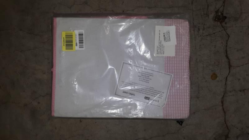 lot 13307 image: Sofia  Sam Birdrock Home Folding Cloth Hamper w Lid, Pink & White