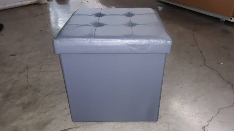 lot 13311 image: Grey Portable Cushion Ottoman
