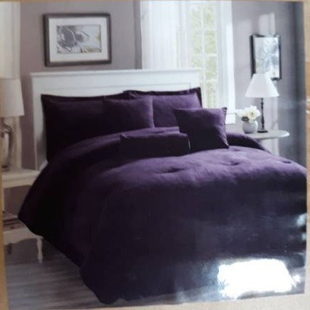 lot 13528 image: 7-piece Oversize Solid Purple Micro Suede Comforter Set (california) Cal...