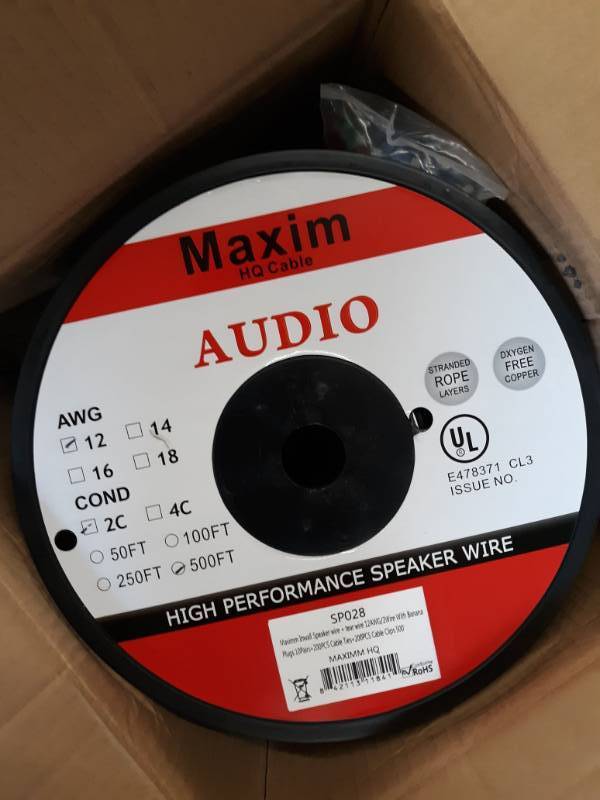 lot 13553 image: Outdoor Speaker Wire  500 Feet  12awg Cl3 Rated 2-conductor Wire Black Oxygen