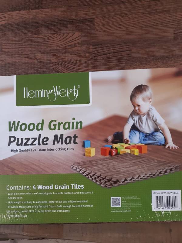lot 13554 image: Hemingweigh Printed Wood Grain Interlocking Foam Anti Fatigue Floor Puzzle Mats