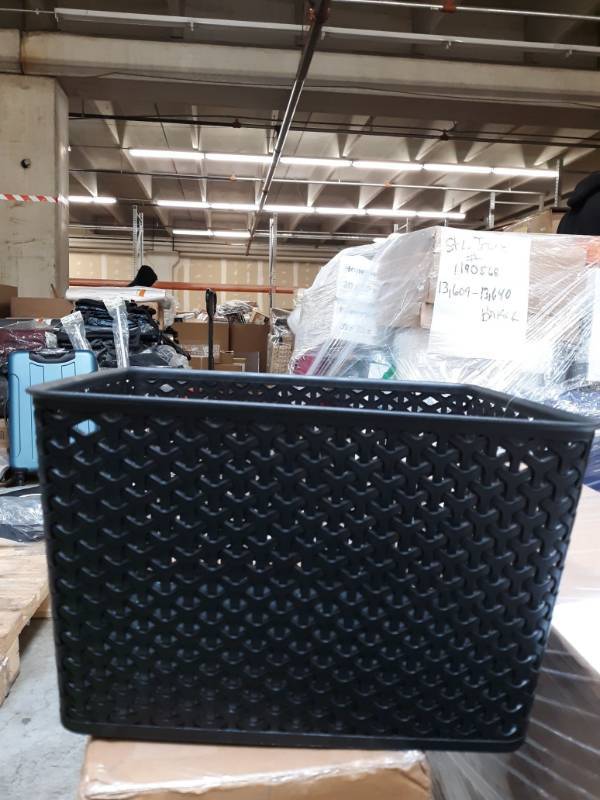 lot 13675 image: Bino T-weave Plastic Storage Basket, Black, Large