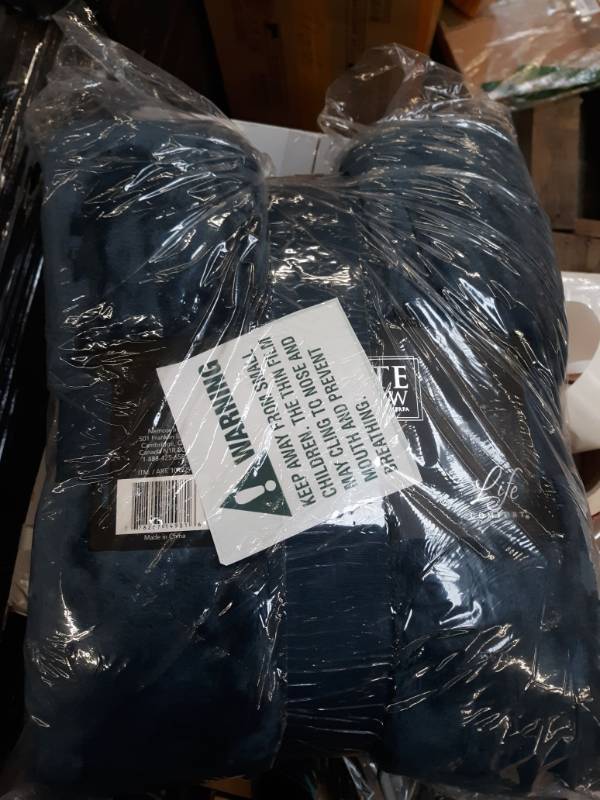 lot 13692 image: Ultimate Sherpa Reversible Throw 60  X 70  Blue Cream Plush Machine Wash & Dry