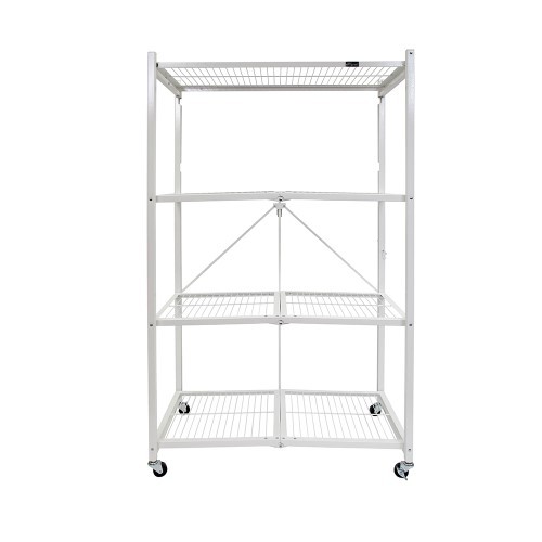 lot 13879 image: Origami 4-Tier Foldable Rolling Shelf, White