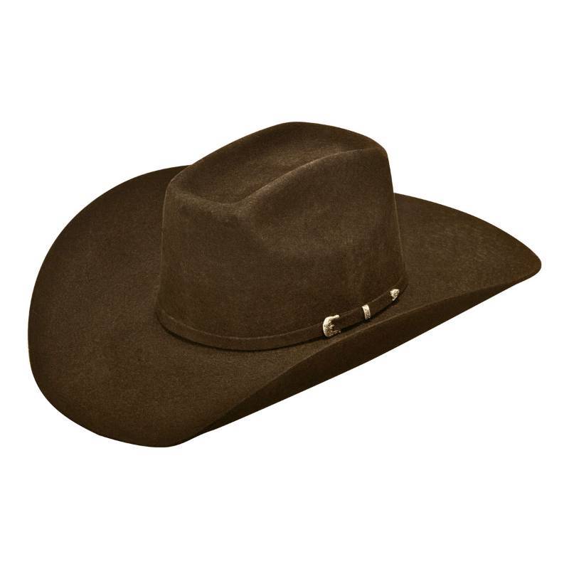 lot 14049 image: Ariat A7520247-7.375 Mens Wool Added Money Crown 3 Piece Buckle Band Western Hat Brown - Size 7.375 - 3 Piece