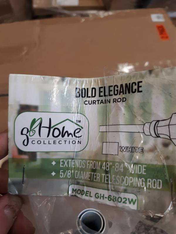 lot 14514 image: Gbhome Gh-6802w Bold Elegance Curtain Rod, 48-84 In, White, Metal Cafe Rod Windo