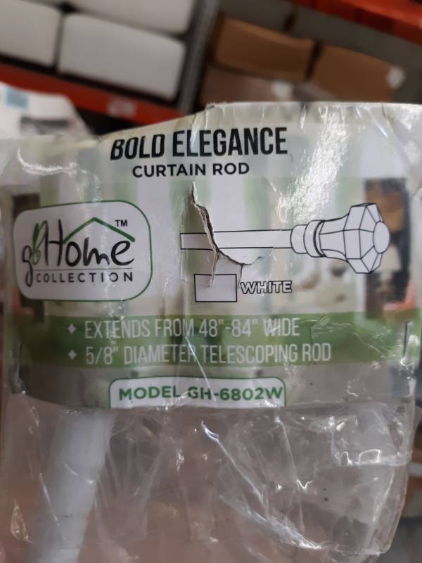 lot 14520 image: Gbhome Gh-6802w Bold Elegance Curtain Rod, 48-84 In, White, Metal Cafe Rod Windo