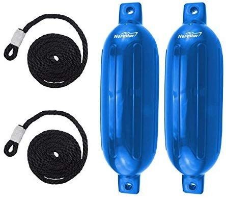 lot 14536 image: Norestar 2-Pack Ribbed Fender Deflated with 2 Fender Lines for Boat or Dock