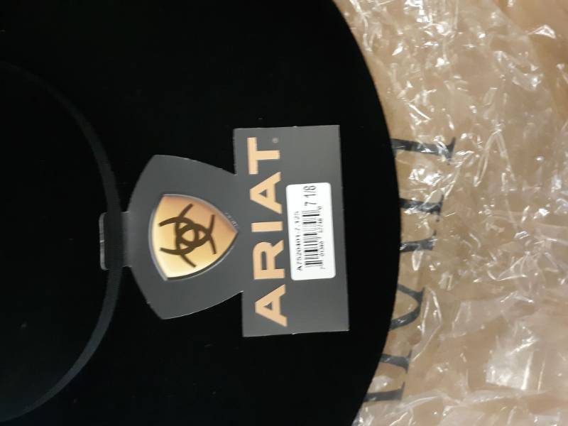 lot 14542 image: Ariat A7520401-7.125 Mens Wool Punchy Crown Cowboy Brim 2 Cord Band Western Hat Black - Size 7.125