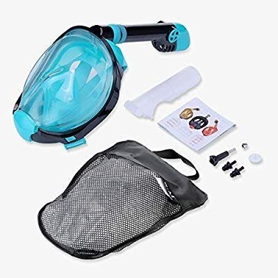 lot 14556 image: QingSong Full Face Snorkel Mask with Newest Breathing System, Give You A Natural & Safe Snorkeling Experience, Foldable 180 Degree Panoramic View Anti-Fog Anti-Leak Snorkel Set for Kids Youth Adult