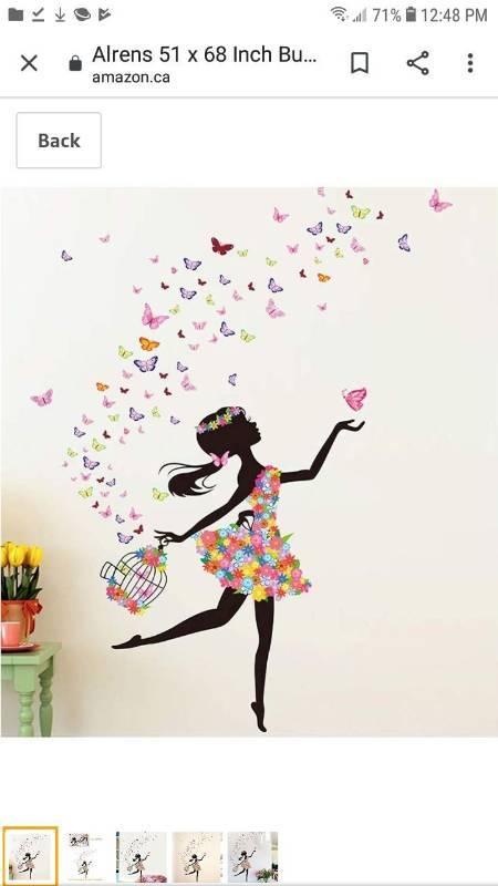 lot 14604 image: Alrens 51 x 68 Inch Butterfly DIY Wall Sticker Decor Fairy Flower Girl Wall Decal Art Vintage Wall Decals for Kids Wedding Room Home Bedroom Living Room Decoration
