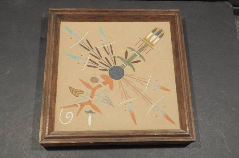 lot 2070 image: Southwest Native American Indian Sandstone Art Tile -8x8