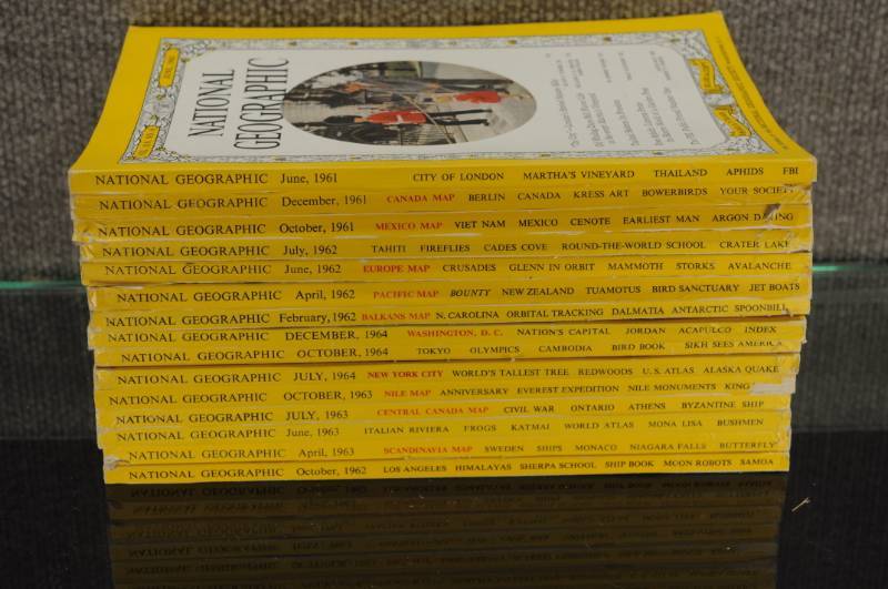 lot 2166 image: Lot of Vintage National Geographic Magazines - Great Ads - Some Incomplete - See Photos for Dates
