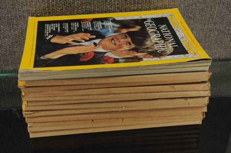 lot 2174 image: Lot of Vintage National Geographic Magazines - Great Ads - Some Incomplete - See Photos for Dates