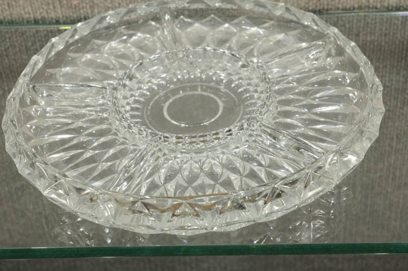 lot 2189 image: Press Cut Glass Divided Relish Dish 11.25