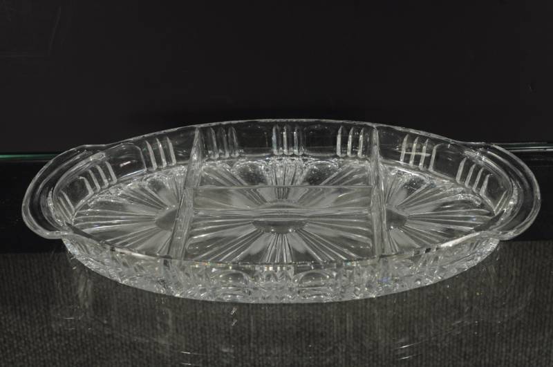 lot 2194 image: Press Cut Glass Divided Relish Dish 13 38