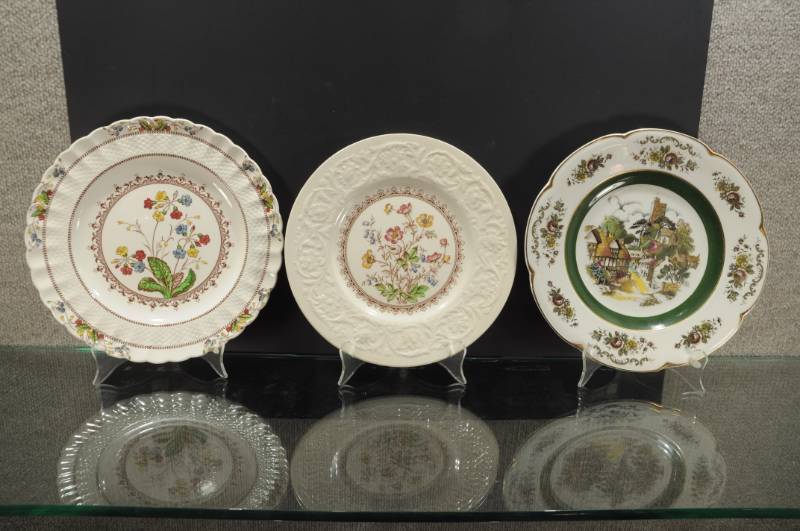 lot 2220 image: Lot of 3 Plates Made in England. Spode Cowslip, Booth Wild Rose, and Wood