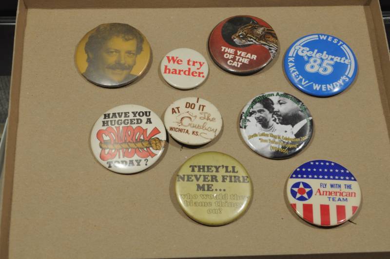 lot 2232 image: Lot of Buttons - The Cowboy Club, Kate-TV, MLK Jr, American Airlines