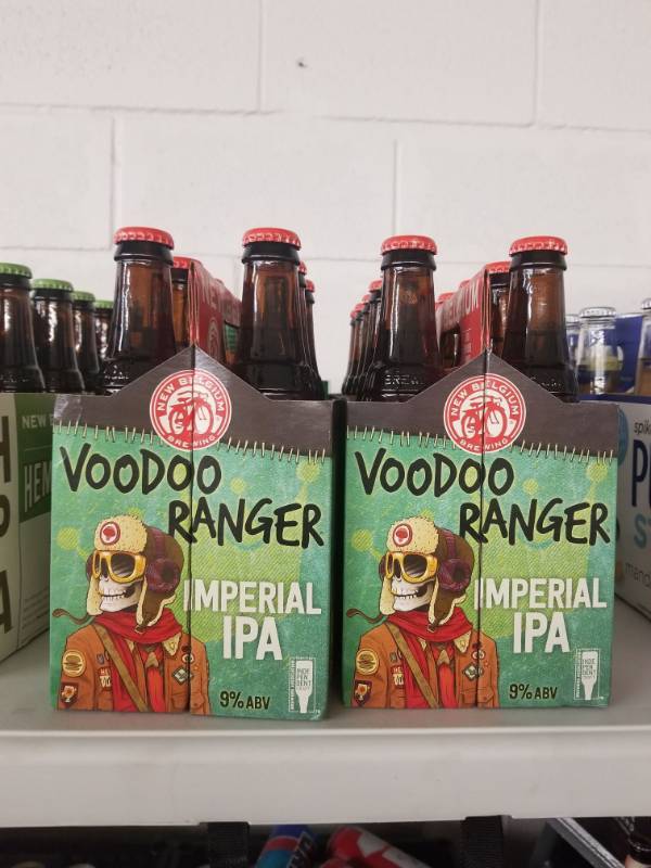 lot 15043 image: (3) New Belgium Voodoo Ranger 6PK, (1) Harpoon Irish Red 6PK
