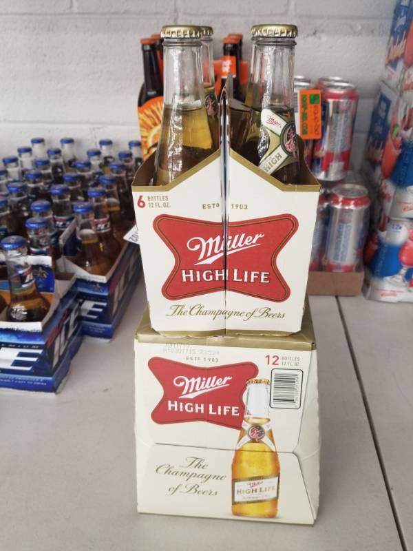 lot 15100 image: 12pk Miller High Life Bottles, 6Pk Bottles