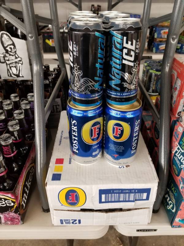 lot 15160 image: (18) 25FL Oz Fosters Cans, (1) 6Pk Natural Ice 16oz