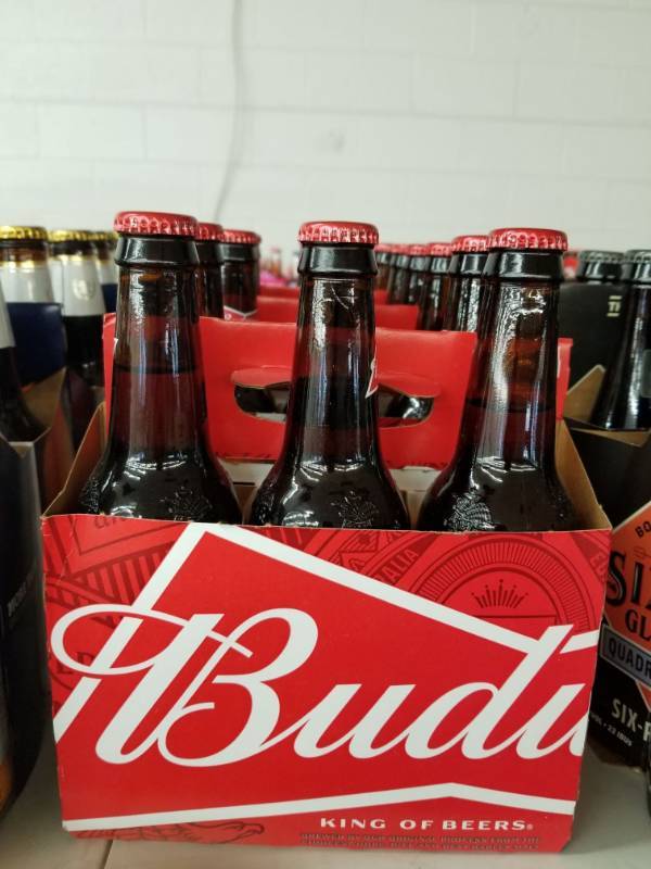 lot 15207 image: (3) Budweiser 6pk Bottles