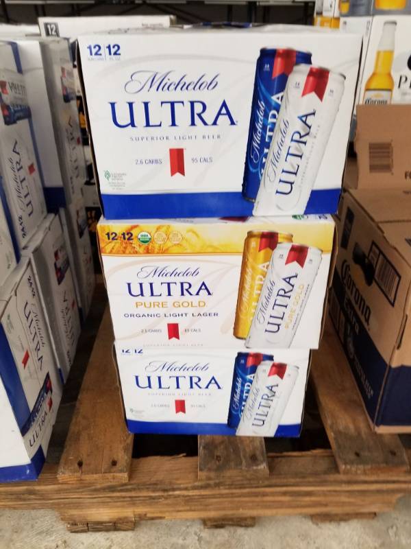 lot 15277 image: (2) Michelob Ultra 12Pk Slim Cans, (1) Michelob Pure Gold 12Pk Slim Cans