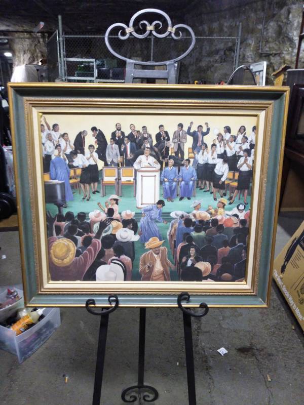 lot 3228 image: Canvas Wrapped Church Service Picture