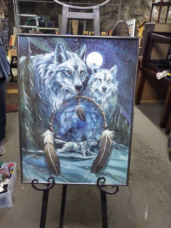 lot 3204 image: Framed Wolf Picture