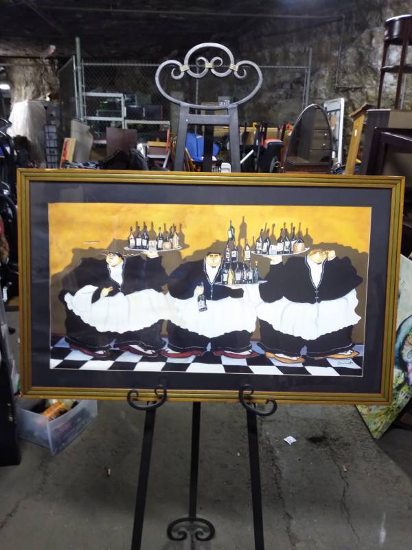 lot 3217 image: Nice Modern Framed Waiter Picture