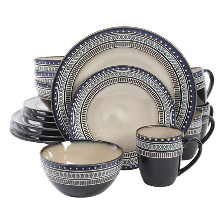 lot 12377 image: Gibson Magello 16 Piece Dinnerware Serving Set CreamBlue