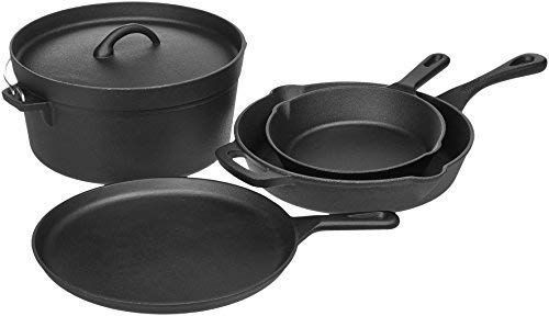lot 12428 image: Amazonbasics Pre-seasoned Cast Iron 5-piece Cookware Set -(sx-5pc)
