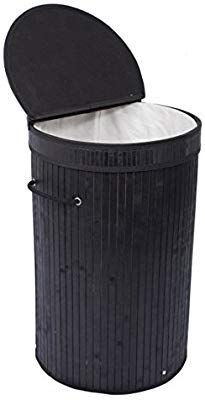 lot 12434 image: Birdrock Home Round Laundry Hamper With Lid And Cloth Liner  Bamboo  Natural 