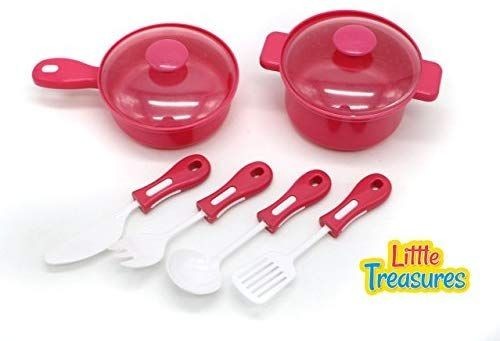 lot 12473 image: Little Treasures Cook Happy Pots & Utensils Kitchen Play Set, New, Factory Sealed