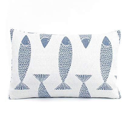 lot 12496 image: Chloe & Olive Swim Team Capri Blue Collection Reversible Fish  Sea Coral Decorative Outdoor, New